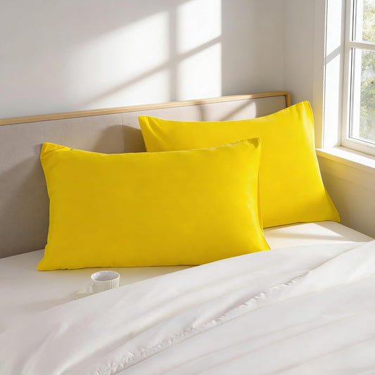Microfiber Standard Pillowcases, 2 Pack, 20x26 Inch, Yellow