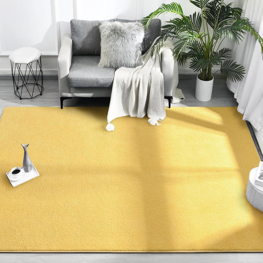 Area Rugs for Bedroom Living Room, 5x8 Yellow Super Soft Comfy Thickened Memory-Foam Indoor Carpets, Modern Aesthetic Minimalist Carpet for Boys Girls Adults Apartment Nursery Home Décor