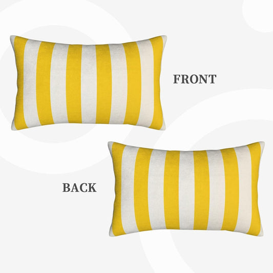 Lemon Yellow Stripes Standard Pillowcases Sets of 2, Ultra Soft Microfiber Plush Pillow Cases 16"X24" Comfort Decorative Throw Pillow Cover with Hidden Zipper for Bedroom, Sofa, Couch