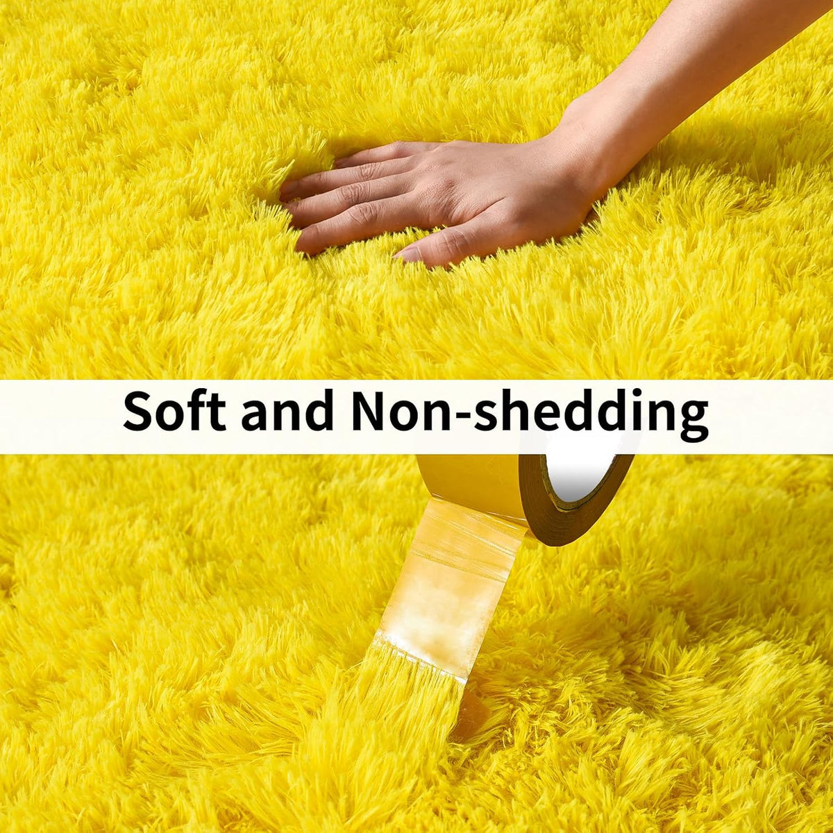 8x10 Large Area Rugs for Living Room, Fluffy Washable Yellow