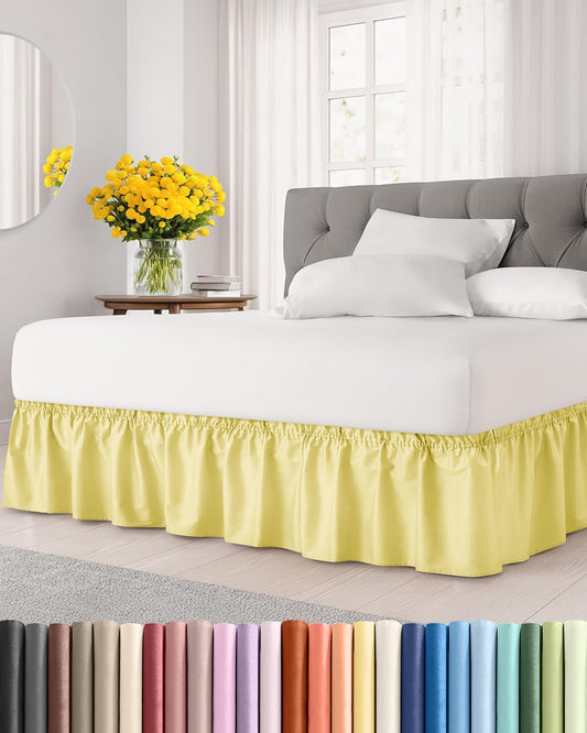 CGK Linens Wrap Around Dust Ruffle Bed Skirt - Full, 18" Yellow